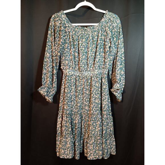 Hayden Dresses & Skirts - Hayden Cottagecore Prairie Dress S Green Floral Midi Folklore Peasant Style Boho